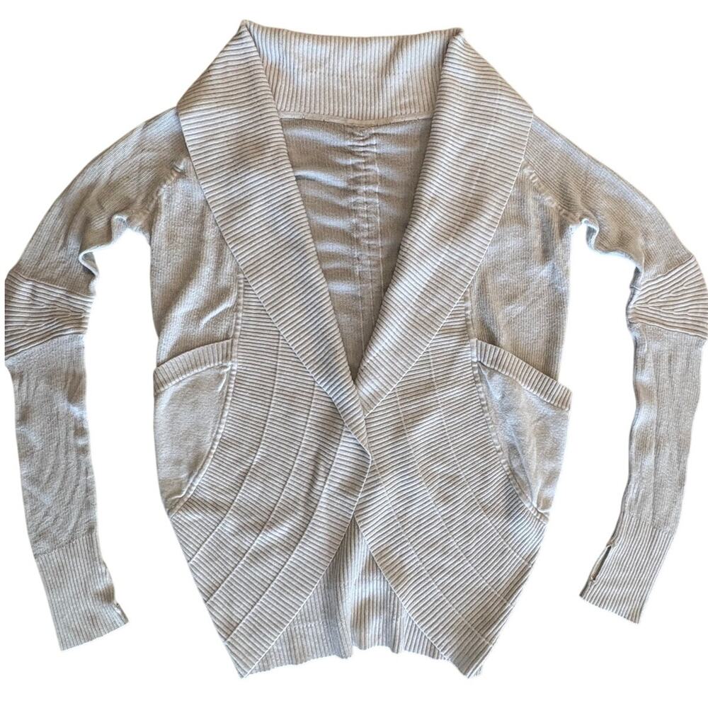 Lulu Lemon White/Gray Transformation Wrap Cocoon Sweater Cardigan Women's Size S